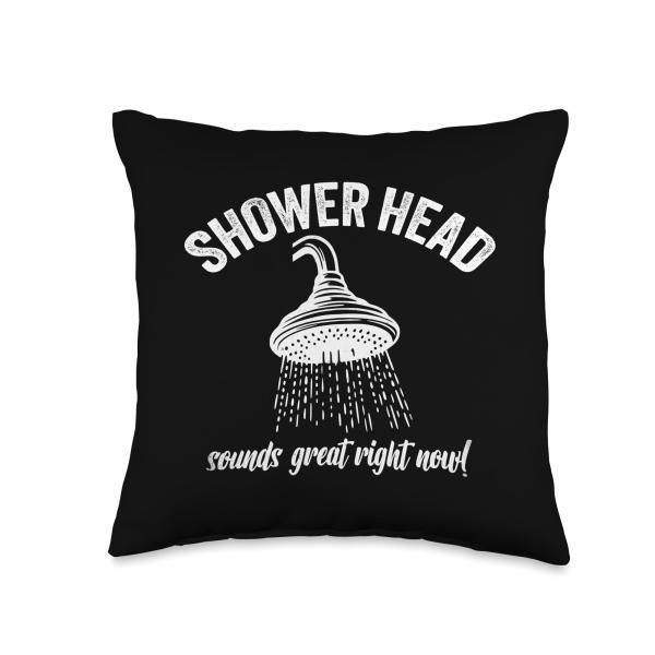 Shower Head Shenanigans: A Cheeky Adult Humor Throw Pillow