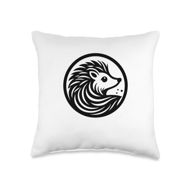 Cute Hedgehog Logo Throw Pillow
