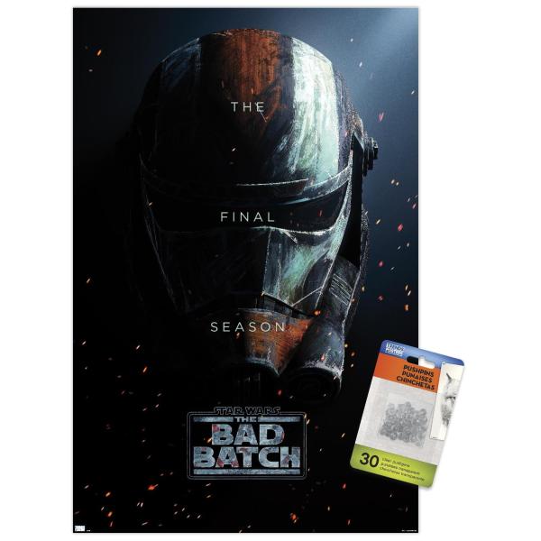 Trends International Star Wars: The Bad Batch - Final Season Helmet One Sheet Wall Poster with Push Pins