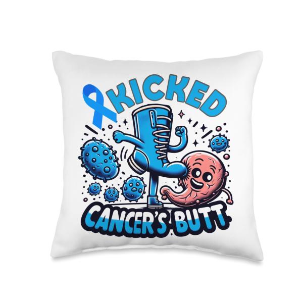 I Kicked Cancer's Butt Colo-Rectal Cancer Patient Survivor Throw Pillow