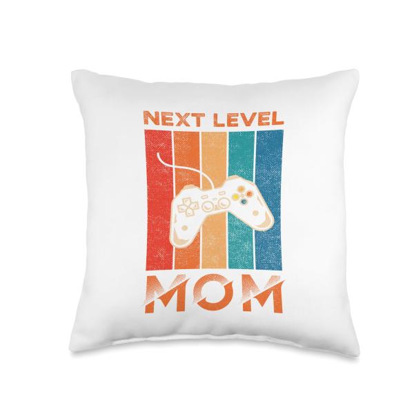 Next Level Mom - Gamer Style for Moms and Mothers Throw Pillow