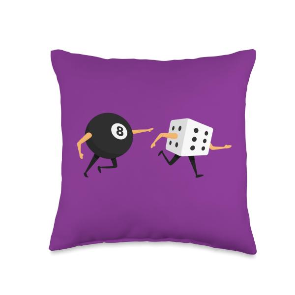 Funny Billiards Art Billiard Playing Pool Players Domino Throw Pillow