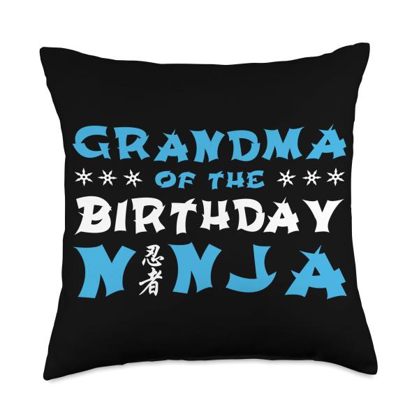 Birthday Ninja Party Gift Grandma of the Birthday Ninja Gran Throw Pillow