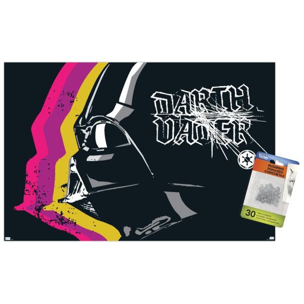 Trends International Star Wars: The Dark Side - Vader Helmet Wall Poster, 14.72" x 22.37", Premium Poster ＆ Push Pin Bundle