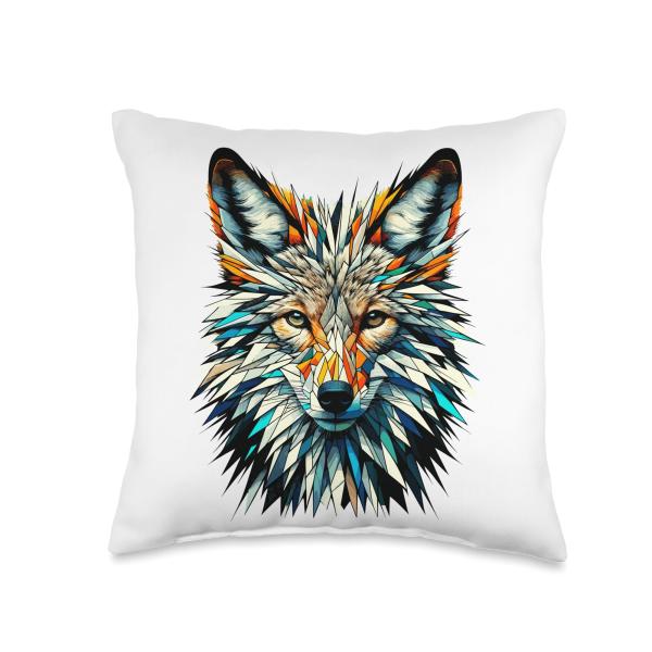 Polygon Art Coyotes Coyote Throw Pillow