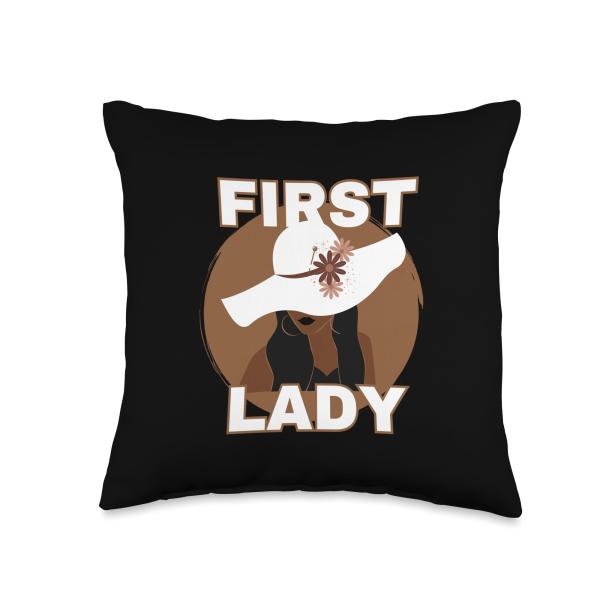 Melanin First Lady Pastor's Wife Gifts Church Hat Pins Throw Pillow