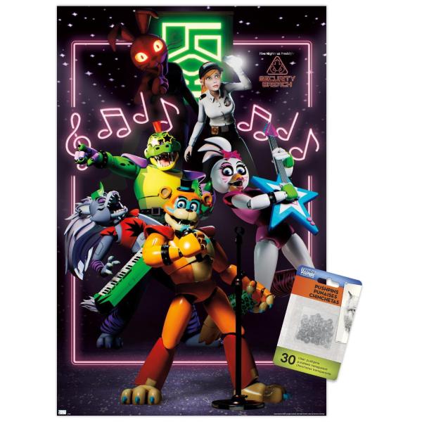 Five Nights at Freddy's: Security Breach - The Band Wall Poster with Push Pins