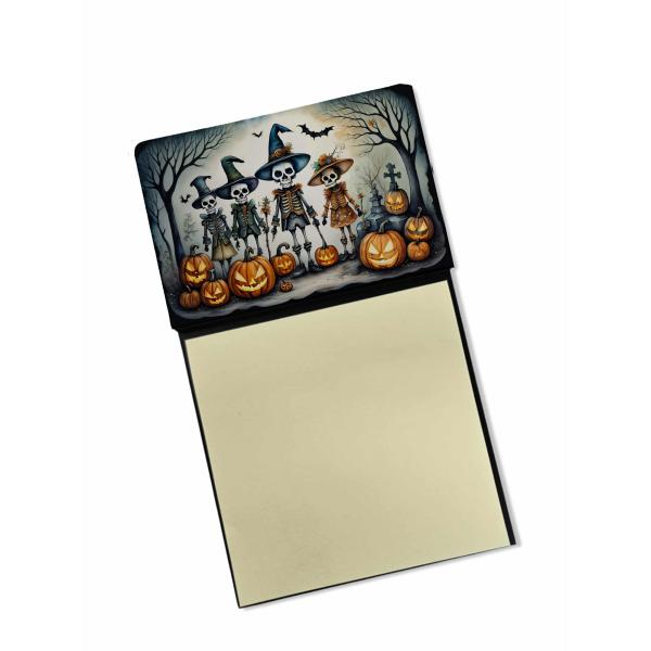 Caroline's Treasures Calacas Skeletons Spooky Halloween Sticky Note Holder Refillable Dispenser Self-Sticky Note Pads, Memo Pads Blank Desk Accessorie