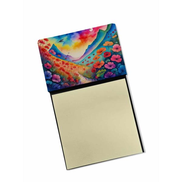 Caroline's Treasures Geraniums in Color Sticky Note Holder Refillable Dispenser Self-Sticky Note Pads, Memo Pads Blank Desk Accessories