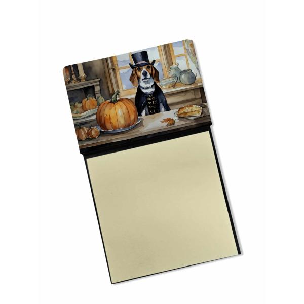 Caroline's Treasures Beagle Fall Kitchen Pumpkins Sticky Note Holder Refillable Dispenser Self-Sticky Note Pads, Memo Pads Blank Desk Accessories
