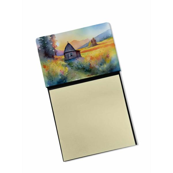 Caroline's Treasures Montana Bitterroot in Watercolor Sticky Note Holder Refillable Dispenser Self-Sticky Note Pads, Memo Pads Blank Desk Accessories