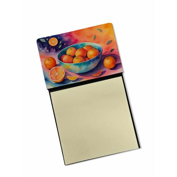 Caroline's Treasures Colorful Oranges Sticky Note Holder Refillable Dispenser Self-Sticky Note Pads, Memo Pads Blank Desk Accessories
