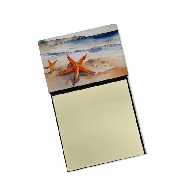 Caroline's Treasures Starfish Sticky Note Holder Refillable Dispenser Self-Sticky Note Pads, Memo Pads Blank Desk Accessories