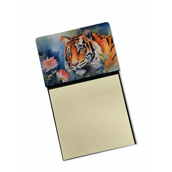 Caroline's Treasures Tiger Sticky Note Holder Refillable Dispenser Self-Sticky Note Pads, Memo Pads Blank Desk Accessories