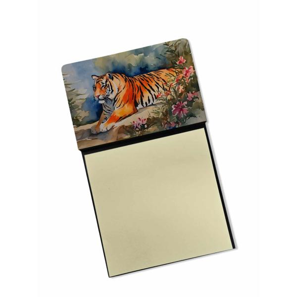 Caroline's Treasures Tiger Sticky Note Holder Refillable Dispenser Self-Sticky Note Pads, Memo Pads Blank Desk Accessories
