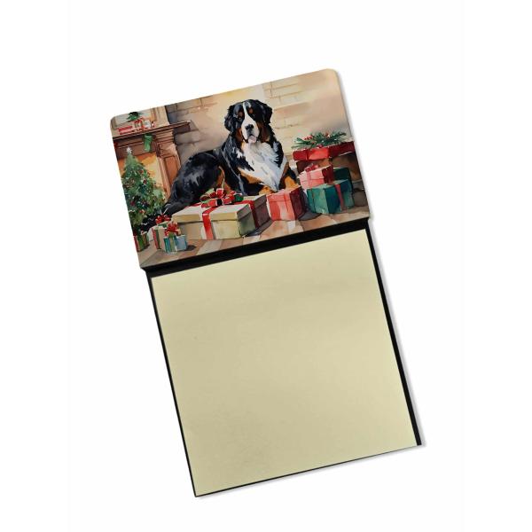 Caroline's Treasures Bernese Mountain Dog Cozy Christmas Sticky Note Holder Refillable Dispenser Self-Sticky Note Pads, Memo Pads Blank Desk Accessori