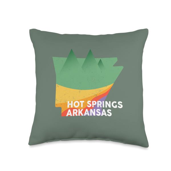 Hot Springs National Park Arkansas State Map Retro Throw Pillow