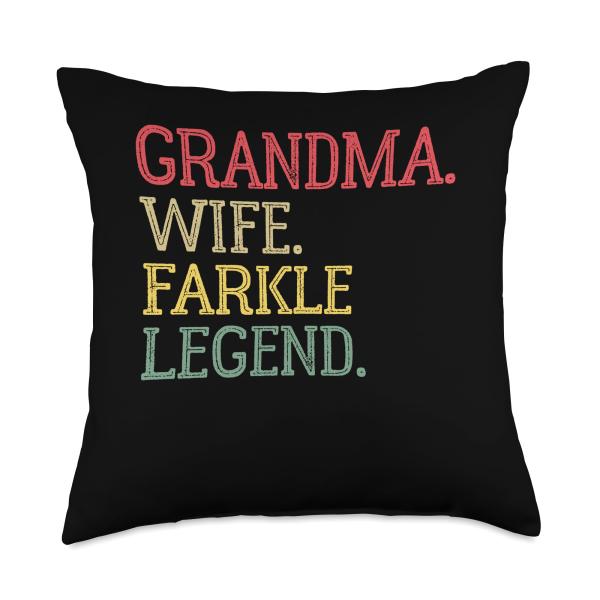 Grandma Wife Farkle Legend Vintage Farkle Dice Game Throw Pillow