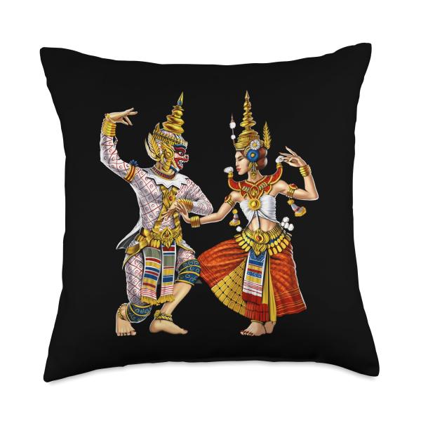 Cambodian Khmer Traditional Dance Apsara Cambodia Dancers Throw Pillow
