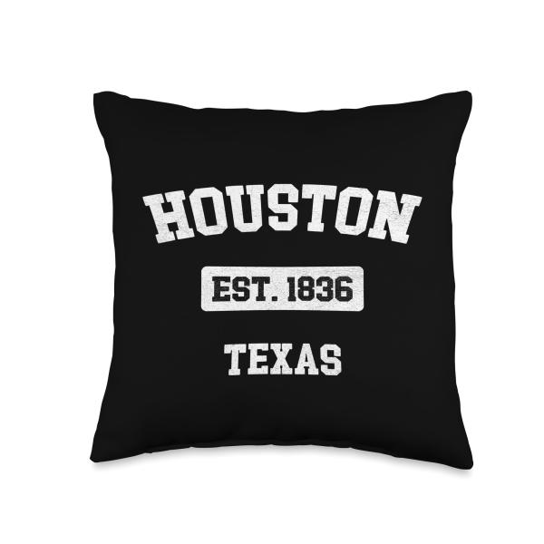 Vintage Houston Texas TX Est. 1836 Souvenir Throw Pillow
