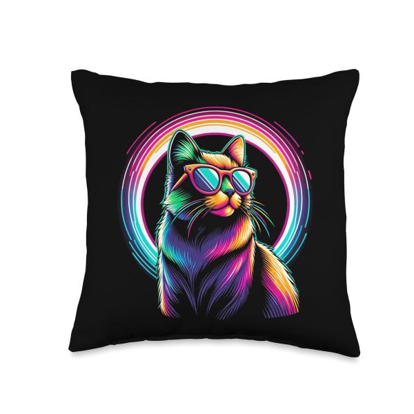 Cat Wearing Solar Eclipse Glasses Total Solar Eclipse Throw Pillow