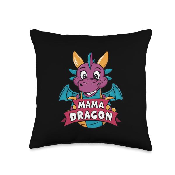 Mama Dragon Matching Family Mom Mother Throw Pillow
