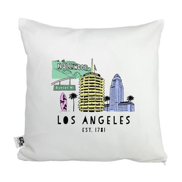 Moonlight Makers, Los Angeles Skyline, Decorative Pillow Case, 100% Cotton Canvas Pillowcase, Cute Throw Pillow Case