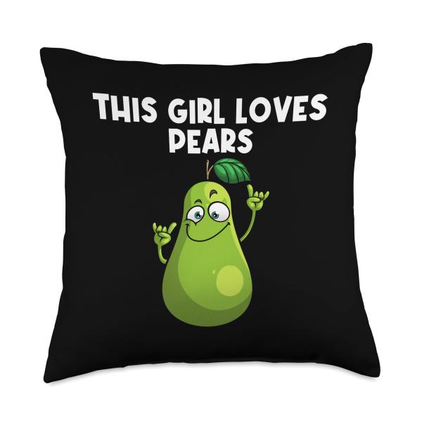 Cool Pear For Girls Kids Pears Fruit Vegan Food Vegetarian Throw Pillow