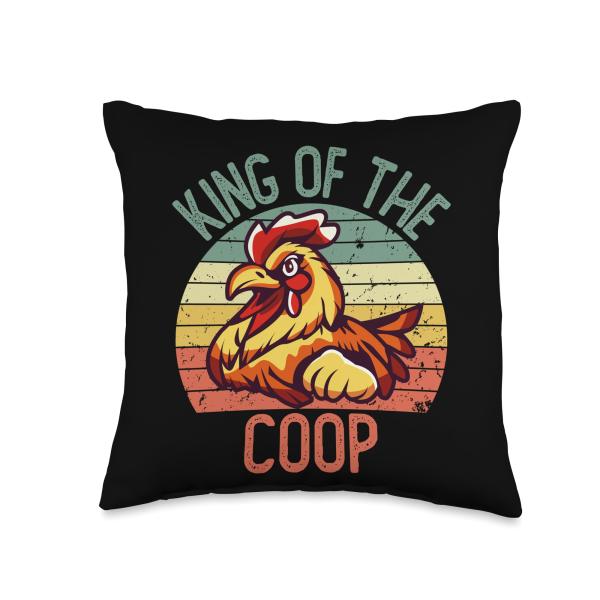Hard Daddy Shirts for Men Chicken King of the Coop Throw Pillow