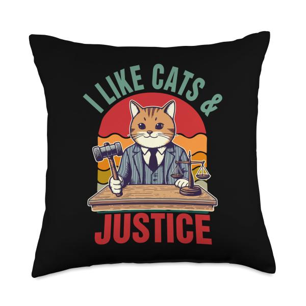 Lawyer Law Attorney Cat Lover Cat Mom I Like Cats ＆ Justice Throw Pillow