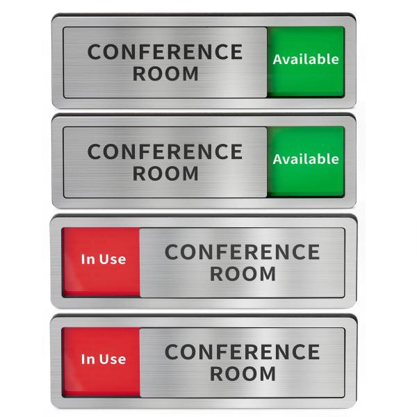 会議室 オフィス 引き戸 看板 Do Not Disturb, In Use/Available Slider Sign for Home Office Wellness Conference 空いている プライバシースライドドアサイン
