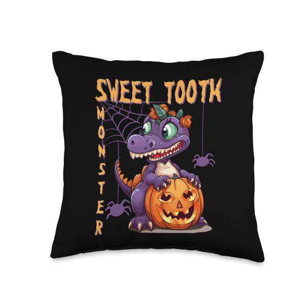 Halloween Costume Spooky Dinosaur Lover Saurian Halloween Throw Pillow