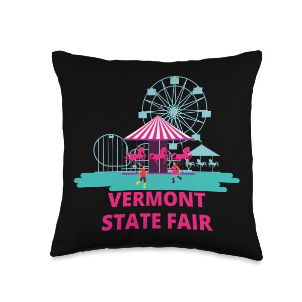 Vermont State Fair Rollercoaster Ferris Wheel Amusement Throw Pillow