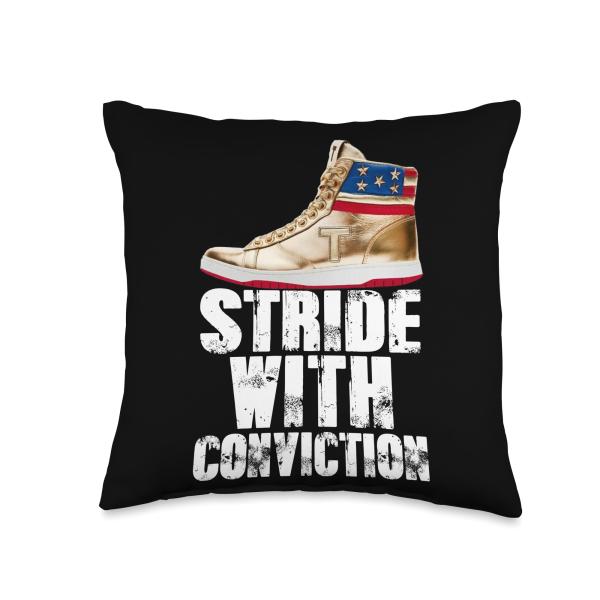 Trump Sneakers Stride With Conviction Donald Trump Throw Pillow