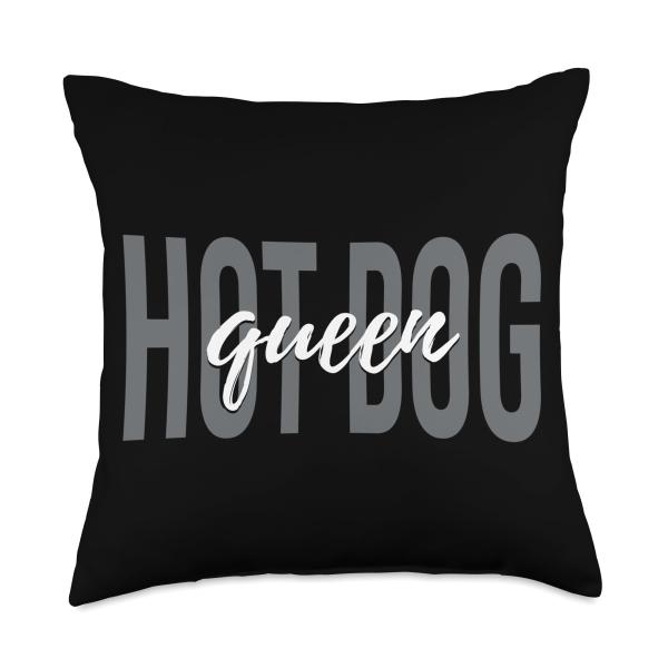 Hot Dog Queen Funny Sausage Buns Grilled Hot Dog Throw Pillow
