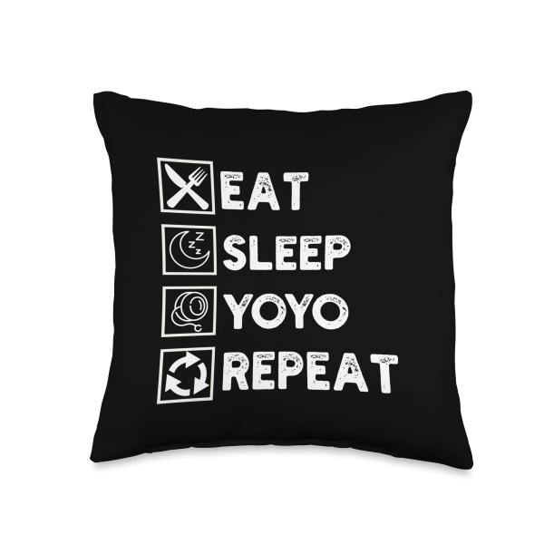 Eat Sleep Yoyo Repeat | Funny Yo-Yo Player Throw Pillow