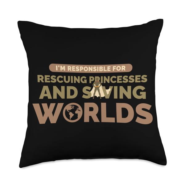 Rescuing Princesses Saving Worlds PC Gaming Computer Gamer Throw Pillow