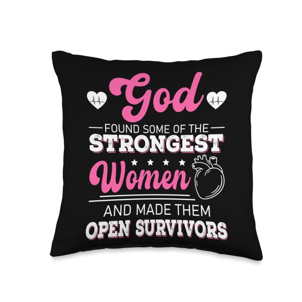 Open Heart Surgery Survivor Christian Family Recovery Throw Pillow
