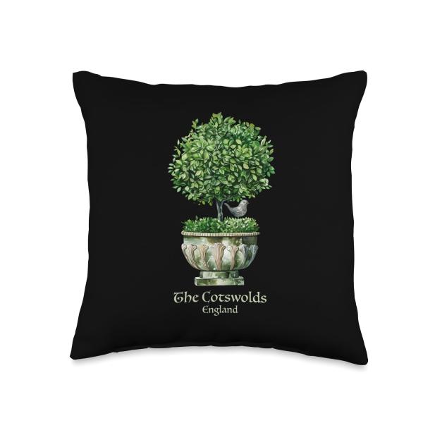The Cotswolds England UK Topiary Romantic Garden Style Throw Pillow