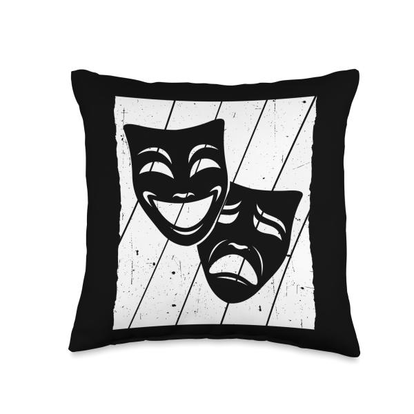 Theatre Masks Actor Acting Producer Stage Drama Students Throw Pillow