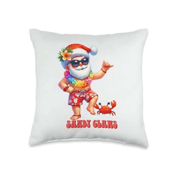 Christmas In July Summer Santa Claus Sandy Claws Funny Throw Pillow