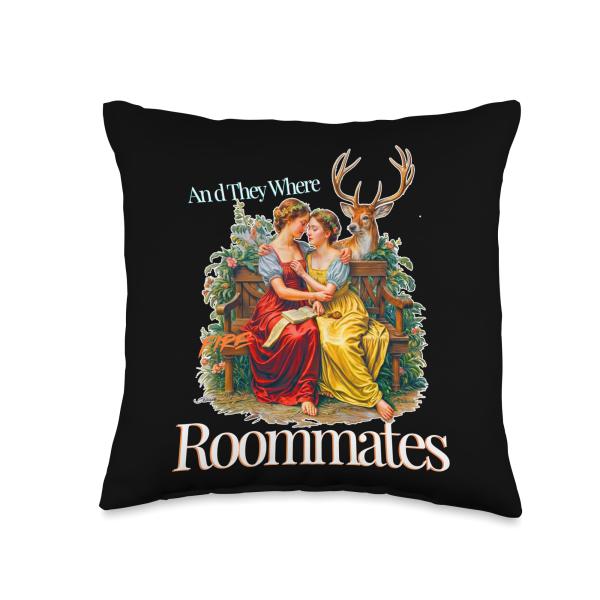Girlfriend Queer LGBT And They Were Roommates Lesbian Pride Throw Pillow