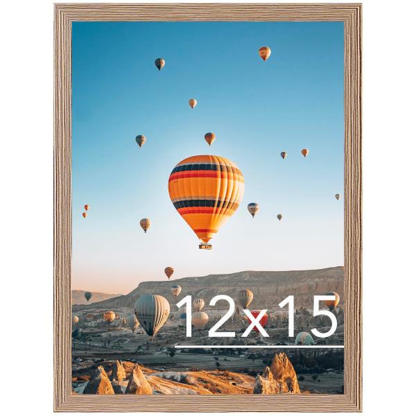 JCJMY 12x15 Picture Frame Rustic Brown, Horizontal and Vertical Formats for Wall Hanging, 12 x 15 Wall Gallery Poster Photo Frame with Shatter Resista