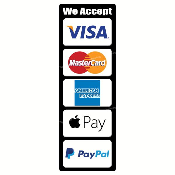 クレジットカード、モバイル決済、非接触型ペイサービスPOSレジサイン防水ステッカーVisa、MasterCard、AmExに対応(Apple Pay＆PayPal互換)
