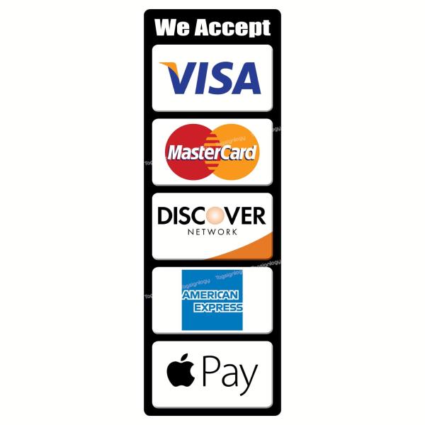 Tagsignlogy 決済手段対応 防水ステッカー Visa・MasterCard・AmEx・Apple Pay UVマットラミネート