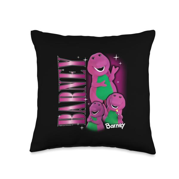 Barney - Vintage 90s Purple Dinosaur Character Collage Throw Pillow