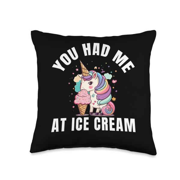 You Had Me At Ice Cream - Gelato Sherbet Popsicle Lovers Throw Pillow