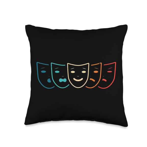 Theatre Masks Actor Acting Producer Stage Drama Students Throw Pillow