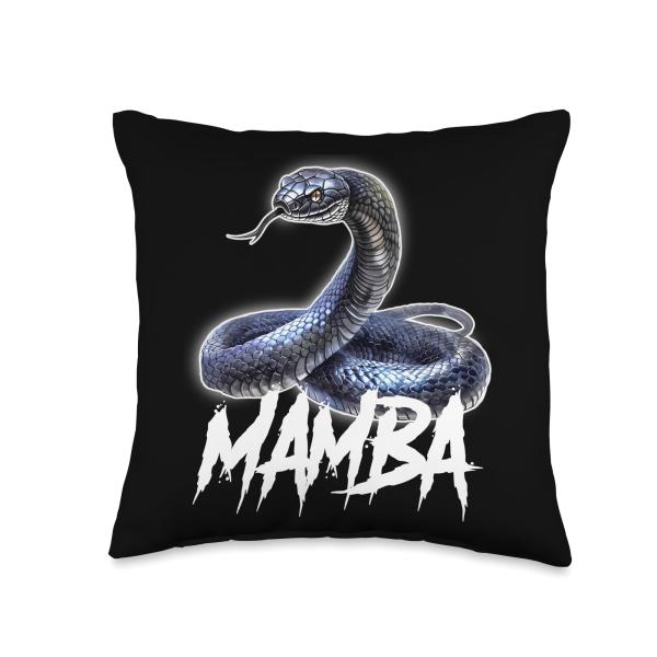 Mamba Snake Black Serpent Throw Pillow