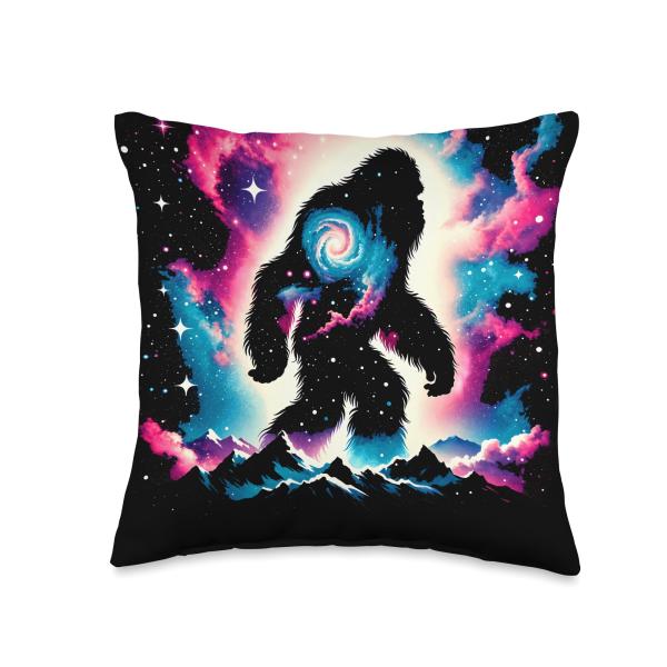 Cool Cosmic Yeti Galaxy Graphic Space Art Throw Pillow